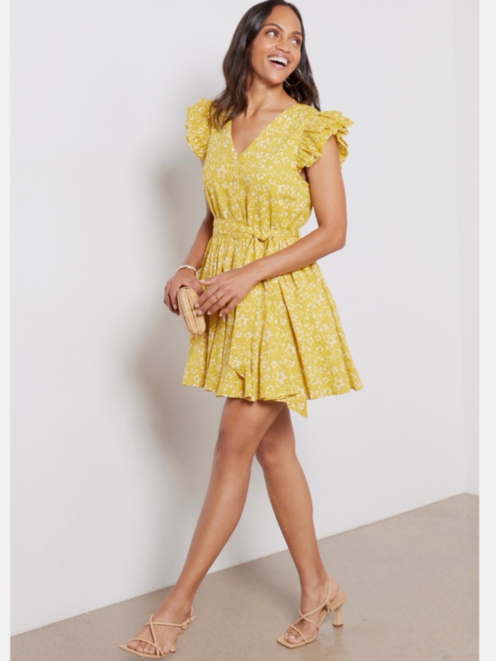 Cleobella Zia Tie-Waist Mini Dress Large